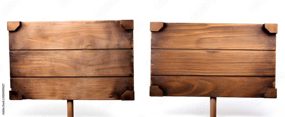 Two Wooden Signs on Sticks Isolated Two Wooden Signs on Sticks Isolated