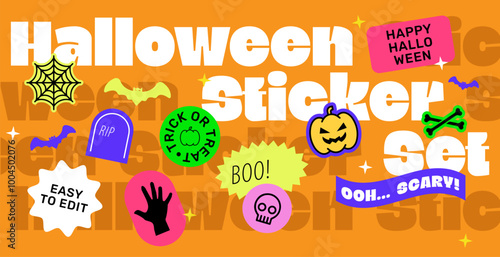 Halloween Sticker Set with editable text