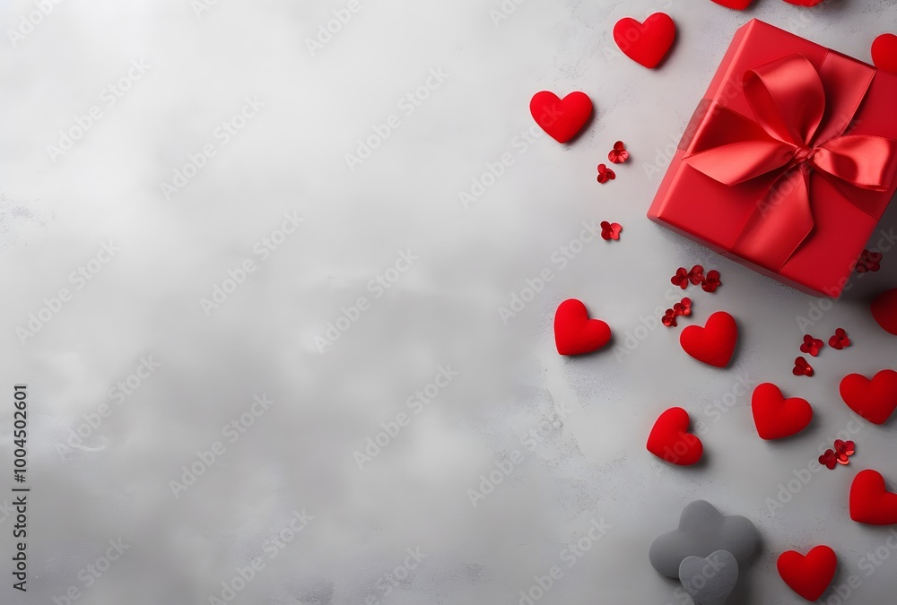 Valentine's Day Gift Box & Hearts Background Valentine's Day Gift Box & Hearts Background