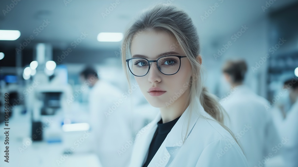 Beautiful young female scientist working in the lab Beautiful young female scientist working in the lab