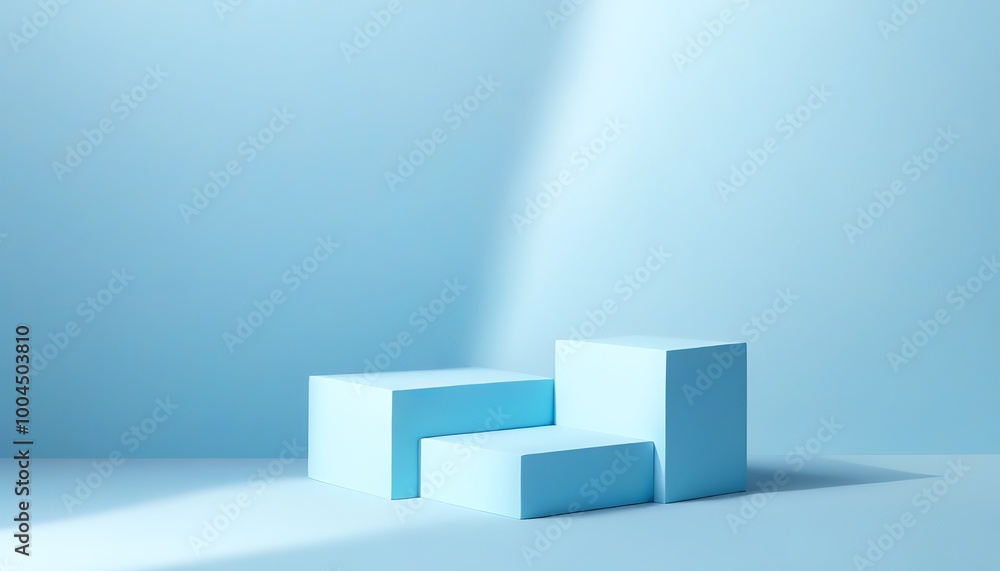 Abstract blue background with shadows from wall, perfect for product presentation. Made with generative AI technology Abstract blue background with shadows from wall, perfect for product presentation. Made with generative AI technology