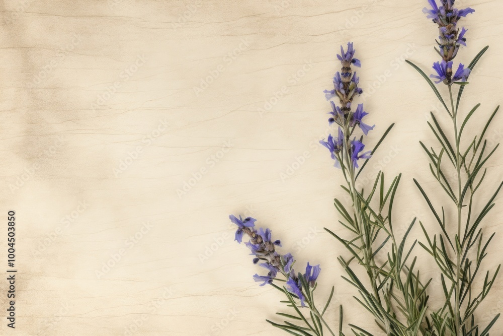 Fototapeta premium Real pressed rosemary flowers herbs backgrounds lavender.