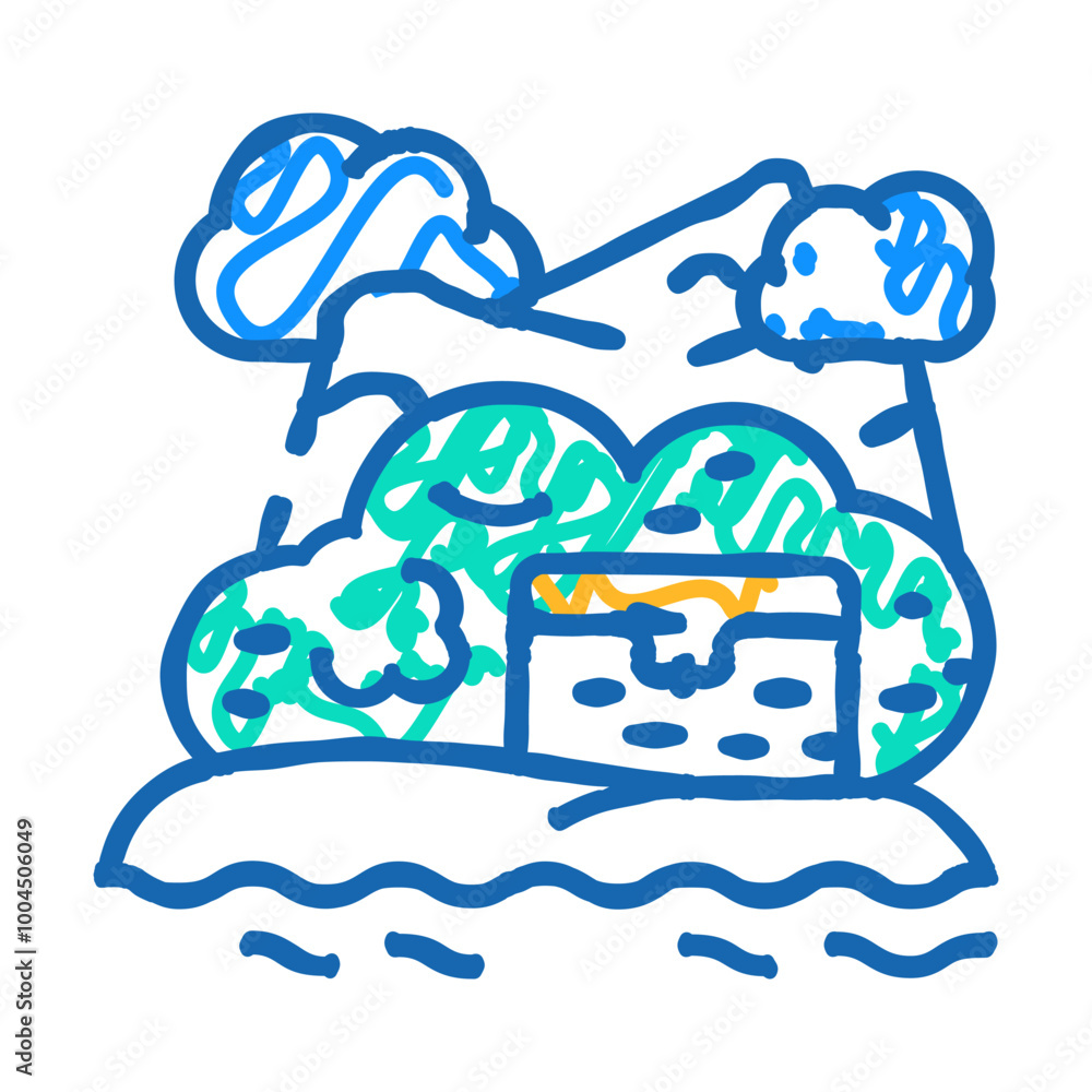 Obraz premium treasure island doodle icon sketch vector. treasure island sign. isolated symbol illustration