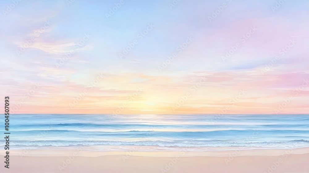 A serene seascape at dawn, showcasing gentle waves and a pastel sky with subtle hues of blue, pink, and gold. A serene seascape at dawn, showcasing gentle waves and a pastel sky with subtle hues of blue, pink, and gold.
