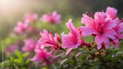 realistic illustration of a pink azalea flowers