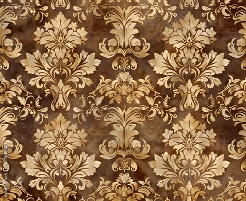 Vintage Floral Damask Pattern Wallpaper