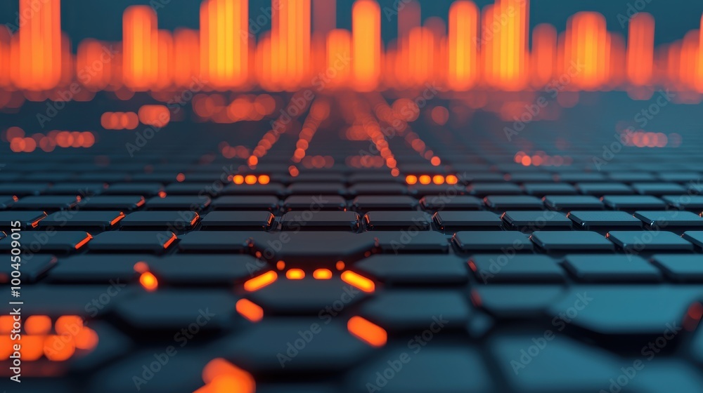 Obraz premium Futuristic Abstract Hexagonal Pattern with Glowing Lights