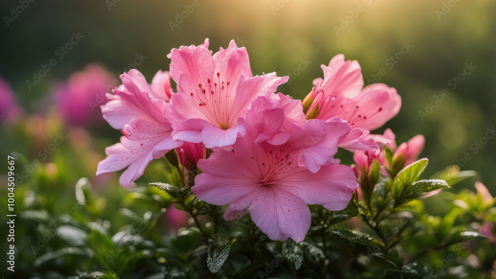 realistic illustration of a pink azalea flowers realistic illustration of a pink azalea flowers