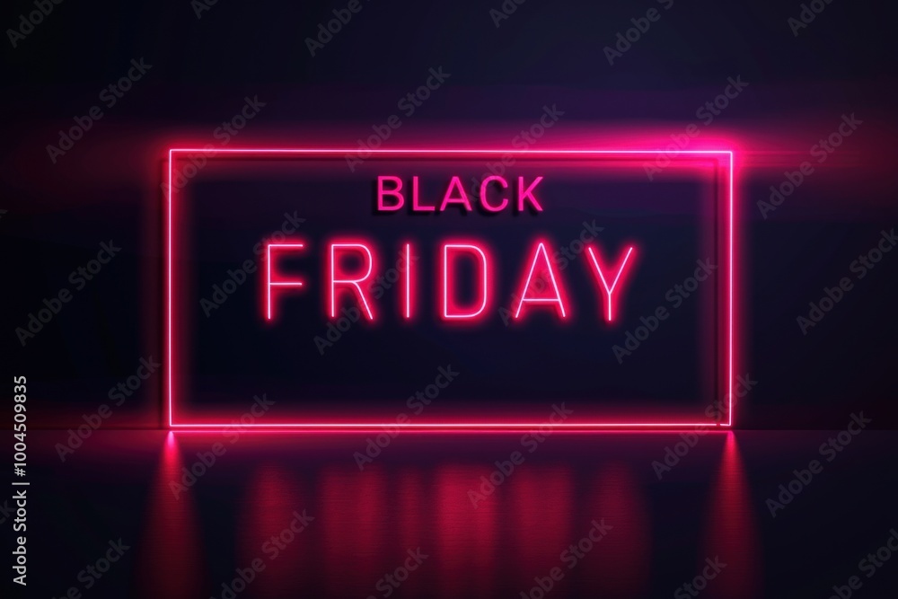 Neon signage highlighting Black Friday event on black background. Neon signage highlighting Black Friday event on black background.