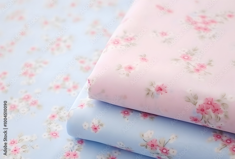 Pastel Pink & Blue Floral Fabric Texture Pastel Pink & Blue Floral Fabric Texture