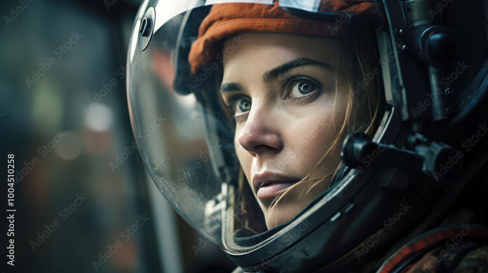 generated illustration of portrait of a female astronaut in a spacesuit generated illustration of portrait of a female astronaut in a spacesuit