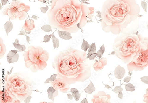 Wallpaper Mural Vintage Pink Floral Pattern Shabby Chic Roses Torontodigital.ca