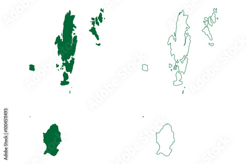 South Andaman district (Andaman and Nicobar Islands union territory, Republic of India) map vector illustration, scribble sketch South, Little, Rutland, Henry Lawrence, Swaraj Dweep island map photo