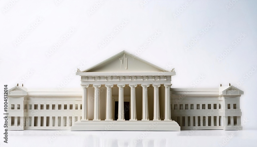 Fototapeta premium paper origami concept of United States Supreme court building. simple starter craft for kids for weekend arts and crafts entertainment. Isolated on a white background with copy space