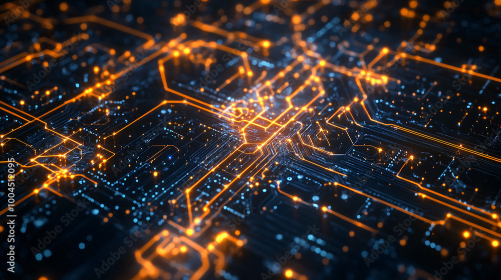 A quantum computing chip with complex connections. A quantum computing chip with complex connections.