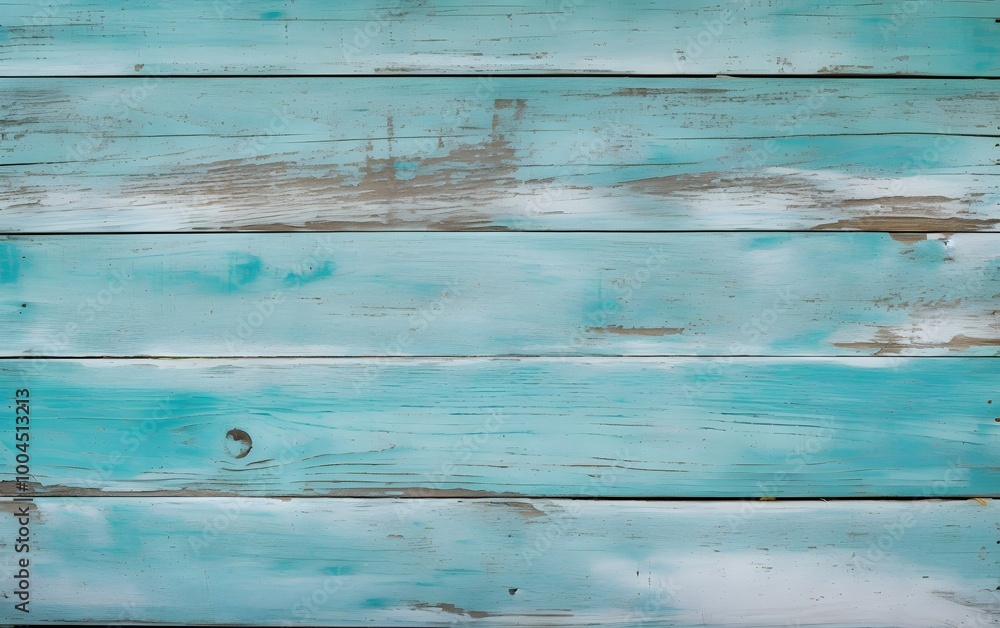 Fototapeta premium Distressed Turquoise Wooden Plank Background