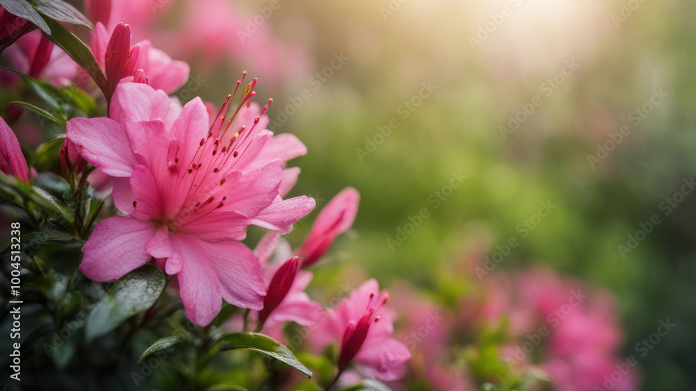 Fototapeta premium realistic illustration of a pink azalea flowers