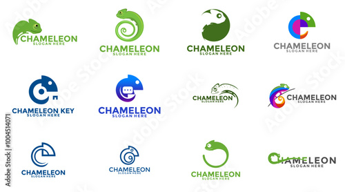 Set of chameleon logo design vector illustration