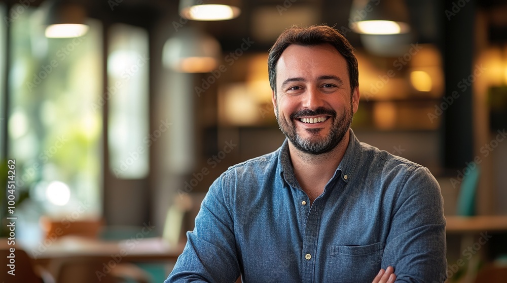 Smiling Man in Casual Setting Smiling Man in Casual Setting