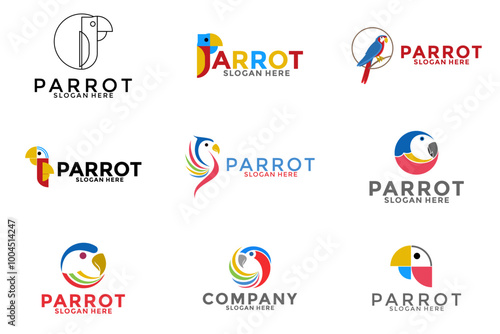 Set of Creative Parrot Logo Design, Parrot logo vector template