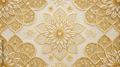 Elegant gold mandala pattern on a textured background.