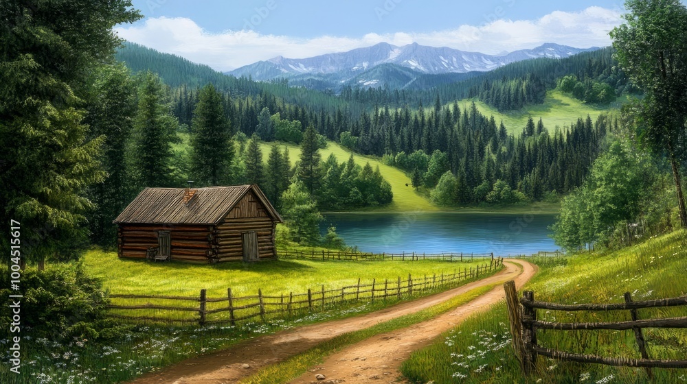 Serene Wooden House Nestled in Green Meadows with Scenic Lake View Serene Wooden House Nestled in Green Meadows with Scenic Lake View