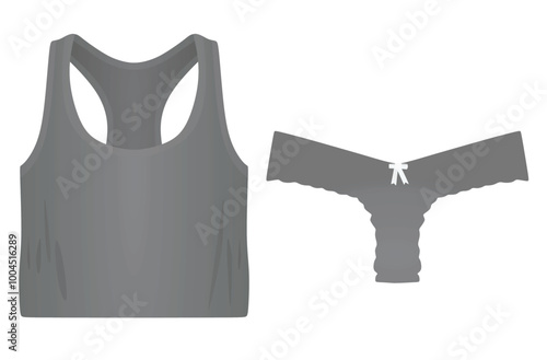 Grey women crop top and panties. vector illustration