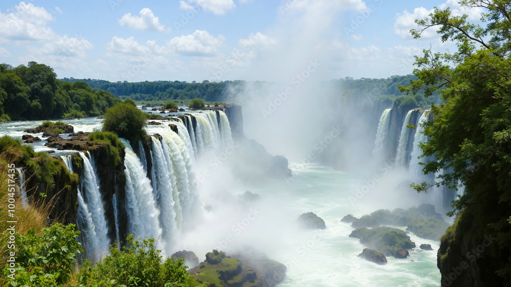 Naklejka premium Victoria Falls or Mosi-oa-Tunya between Zambia and Zimbabwe