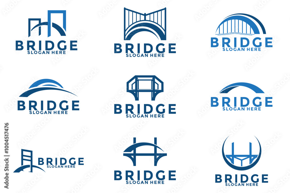 Set of bridge symbol vector logo design, simple bridge logo design template Set of bridge symbol vector logo design, simple bridge logo design template