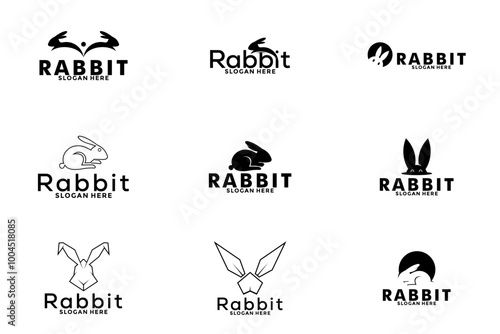 Set of Rabbit logo template vector icon symbol illustration