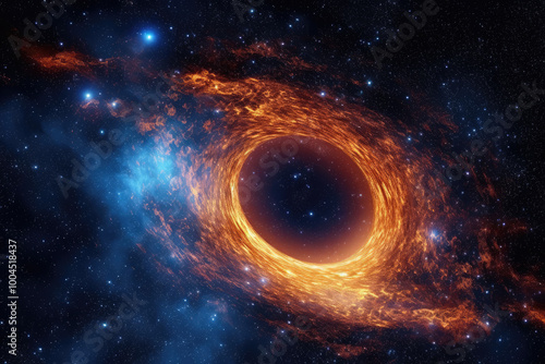 generated illustration of deep space black hole