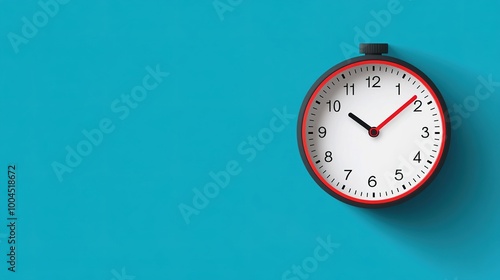 Red Alarm Clock on Blue Background