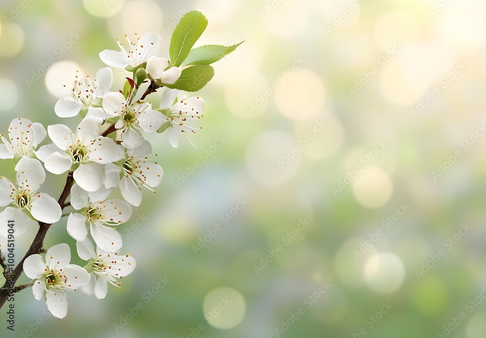 Fototapeta premium White Plum Blossoms Spring Banner Design