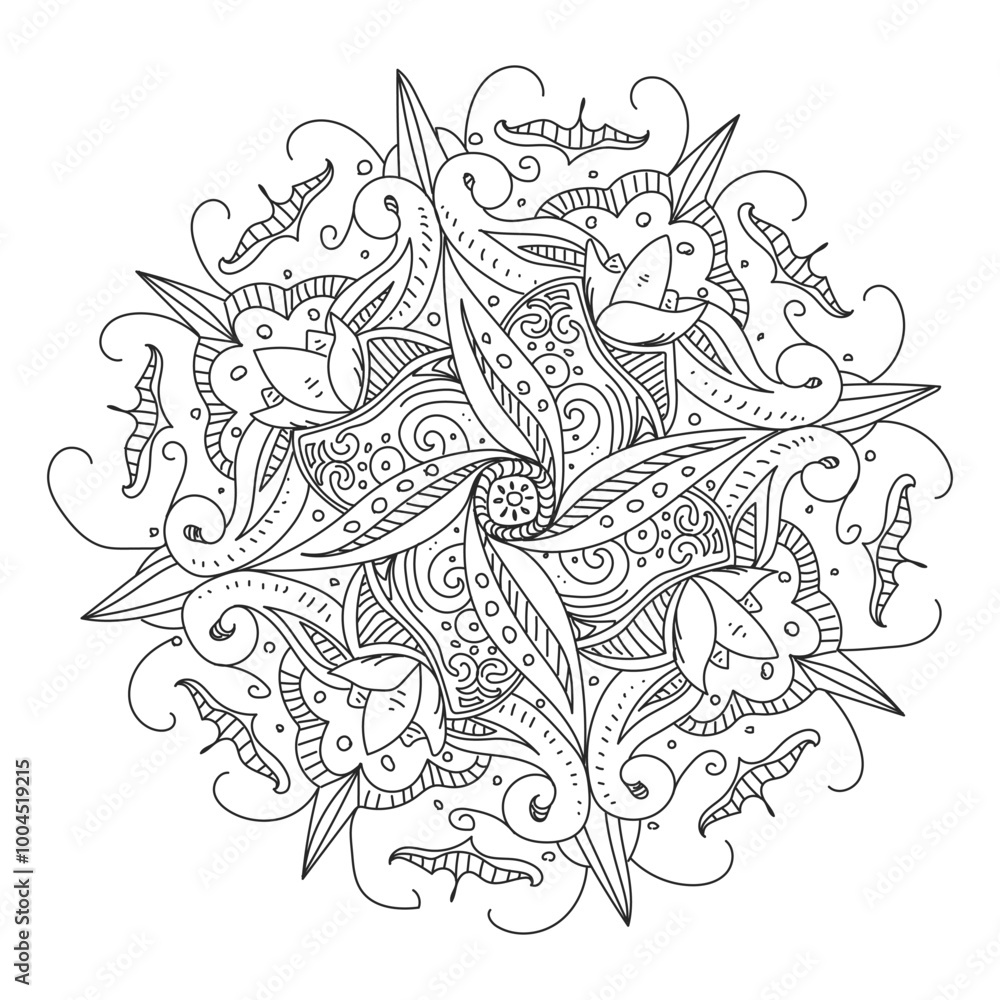 Mandala design, Floral circular mandala design, black and white background with mandala design Mandala design, Floral circular mandala design, black and white background with mandala design