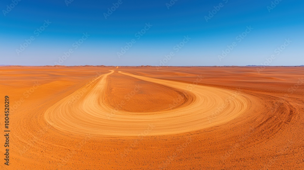 Naklejka premium Serpentine Trail in an Expansive Desert Landscape