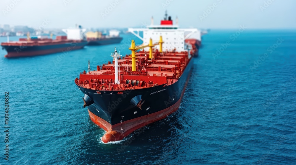 Fototapeta premium Large Oil Tanker Navigating Through Calm Water