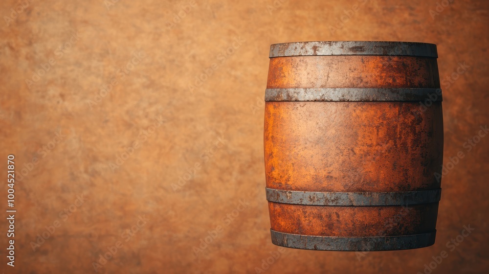Rustic Wooden Barrel on Textured Background Rustic Wooden Barrel on Textured Background