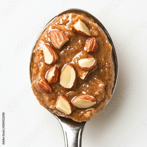 Spoonful of Almond Butter with Toasted Almonds, Healthy ,Delicious