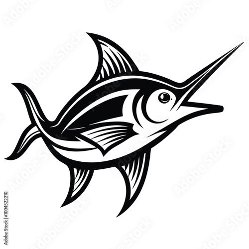 Atlantic swordfish,vector illustration, black silhouette