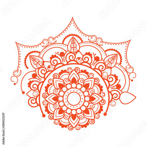 Geometric flower. Contour drawing of a mandala on a white background. Vector illustration