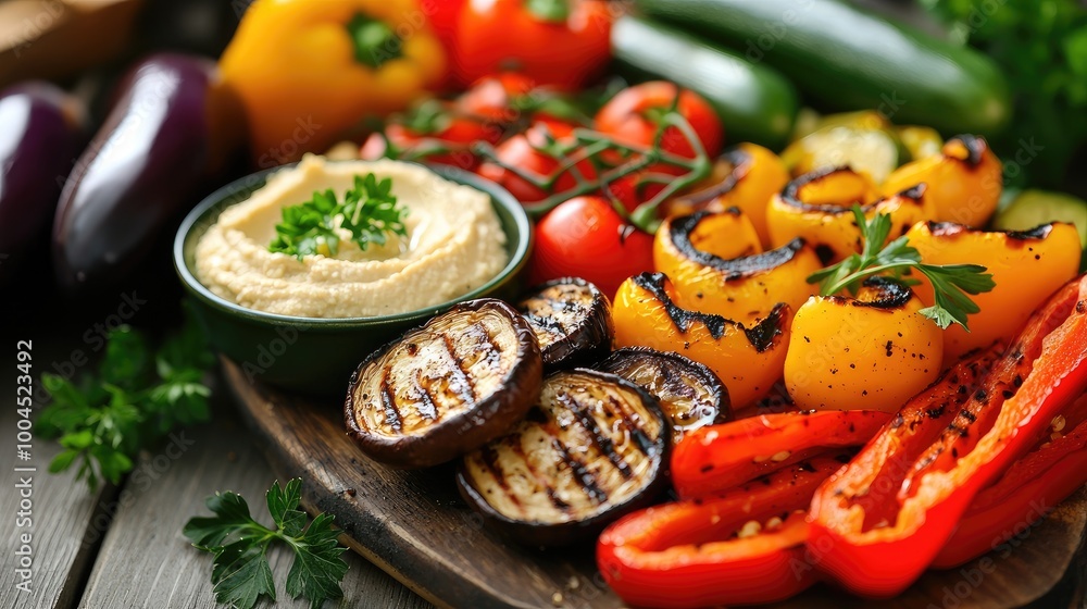Colorful Grilled Vegetables on a Rustic Platter Colorful Grilled Vegetables on a Rustic Platter