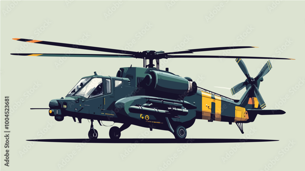 Illustration of a military helicopter. Combat vehicle. Illustration of a military helicopter. Combat vehicle.