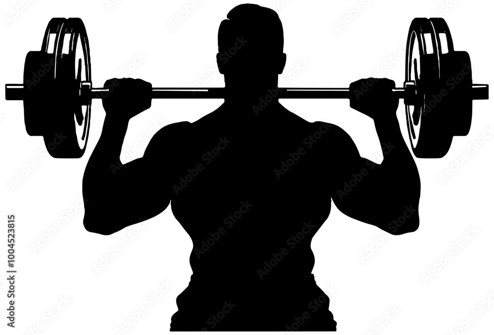 silhouette of a man lifting weights, isolated silhouette of a man lifting weights, isolated
