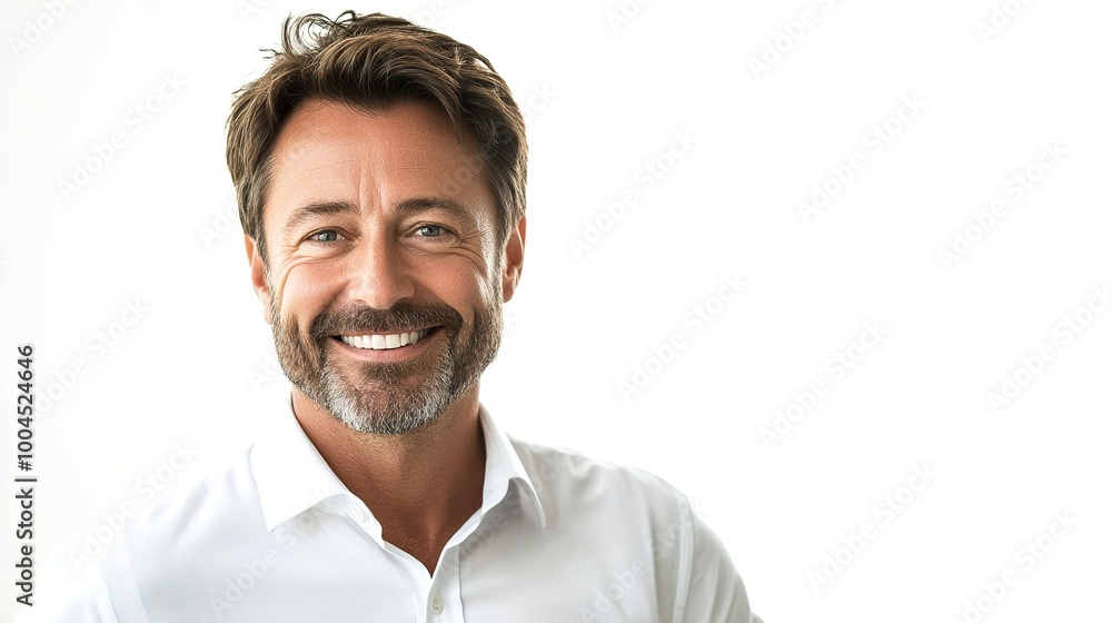 Friendly Man with Beard and Bright Smile Friendly Man with Beard and Bright Smile