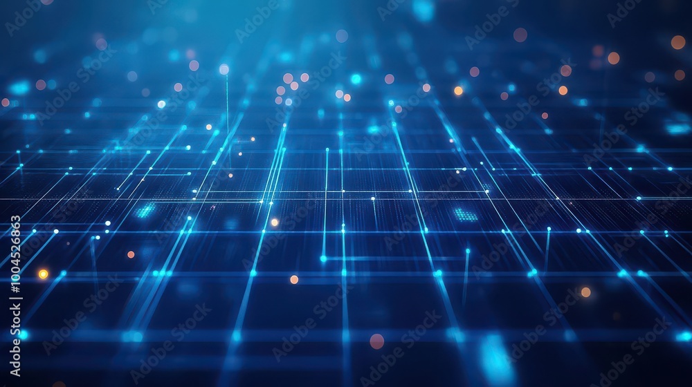 Futuristic dark blue network grid, glowing lines, abstract digital background Futuristic dark blue network grid, glowing lines, abstract digital background