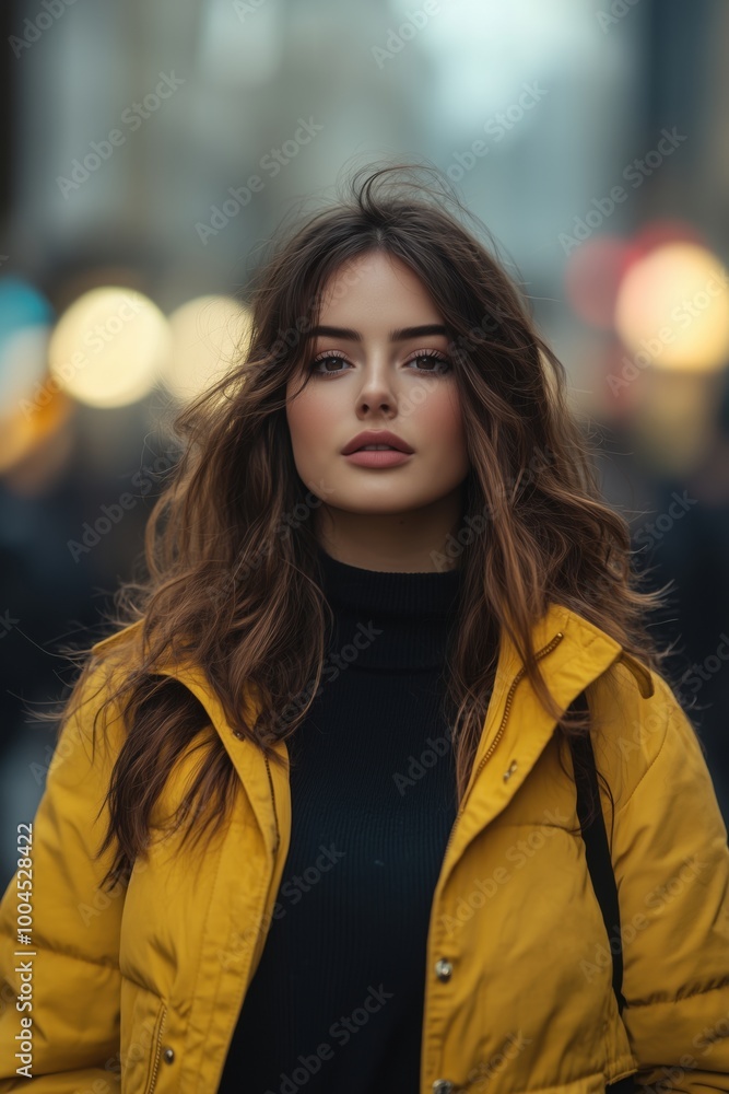 A confident plus-size model walking through a busy urban street, showcasing her style and poise. A confident plus-size model walking through a busy urban street, showcasing her style and poise.