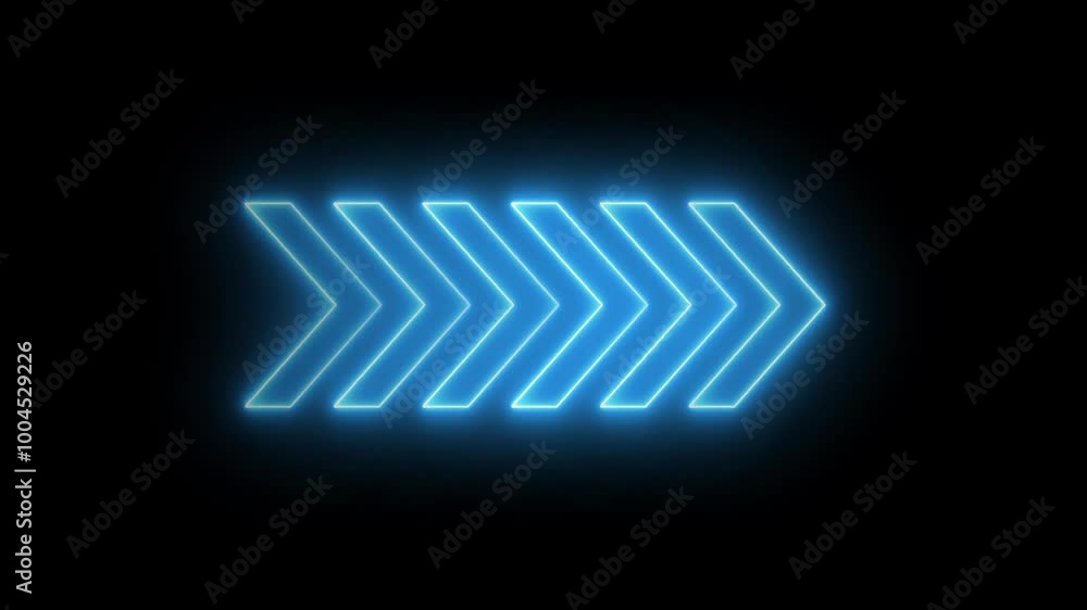 Abstract directional neon arrow loading animation. Glowing neon looping arrows. Abstract directional neon arrow loading animation. Glowing neon looping arrows.