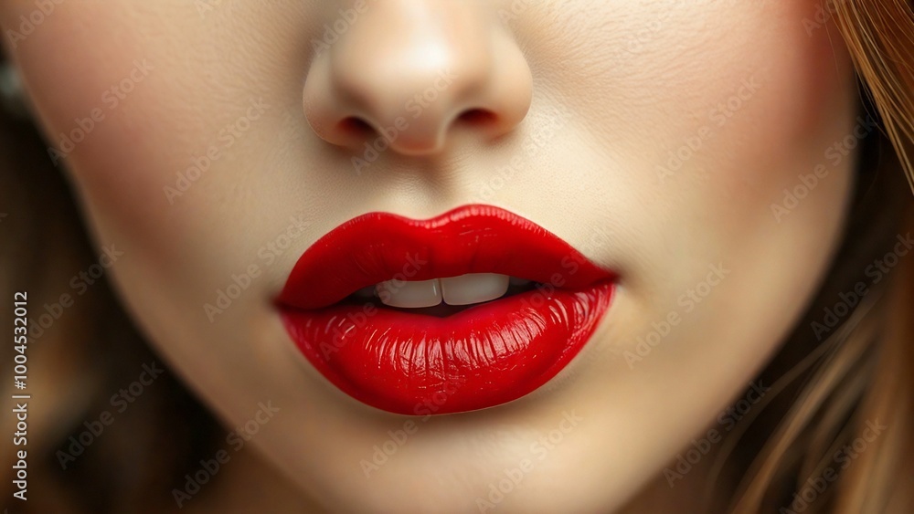 Fototapeta premium beautiful red lips, makeup