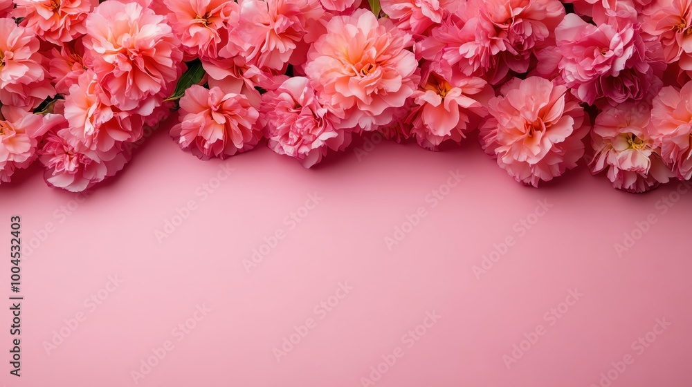 Vibrant pink flowers arranged beautifully on a soft pink background. Vibrant pink flowers arranged beautifully on a soft pink background.