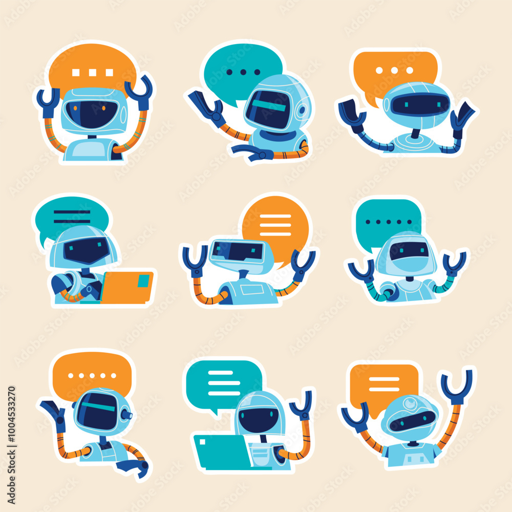 Communication with chat bot concept and dialog between AI assistant and user in messenger Communication with chat bot concept and dialog between AI assistant and user in messenger